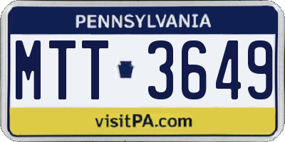 PA license plate MTT3649