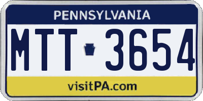 PA license plate MTT3654