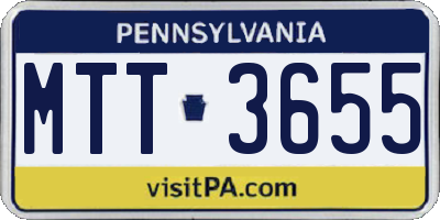 PA license plate MTT3655