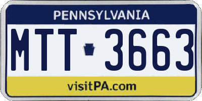 PA license plate MTT3663