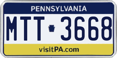 PA license plate MTT3668