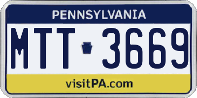 PA license plate MTT3669