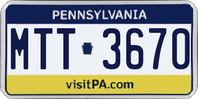 PA license plate MTT3670