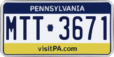 PA license plate MTT3671