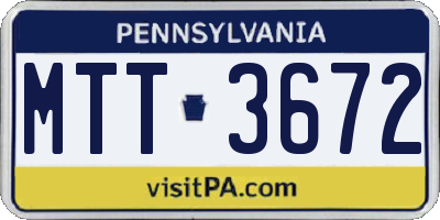 PA license plate MTT3672
