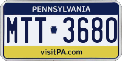PA license plate MTT3680