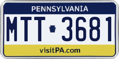 PA license plate MTT3681