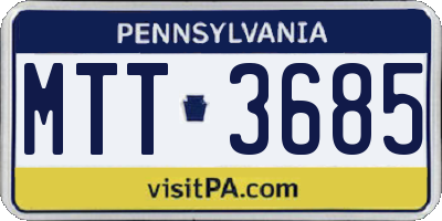 PA license plate MTT3685
