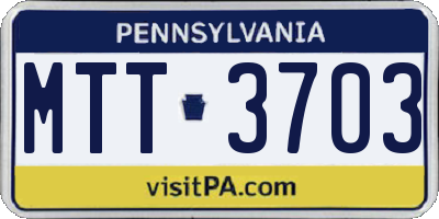 PA license plate MTT3703