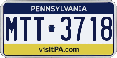 PA license plate MTT3718