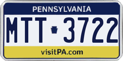 PA license plate MTT3722