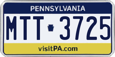 PA license plate MTT3725