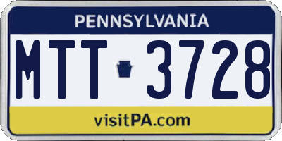 PA license plate MTT3728