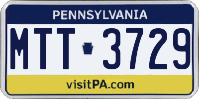 PA license plate MTT3729