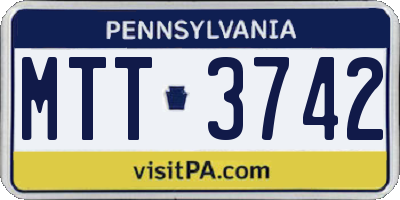 PA license plate MTT3742