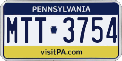 PA license plate MTT3754