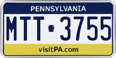 PA license plate MTT3755