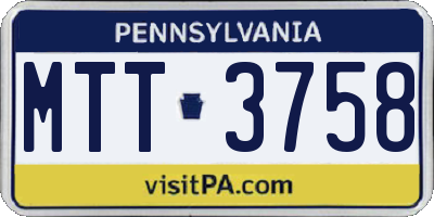 PA license plate MTT3758
