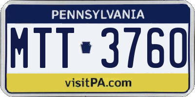 PA license plate MTT3760