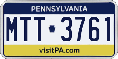 PA license plate MTT3761