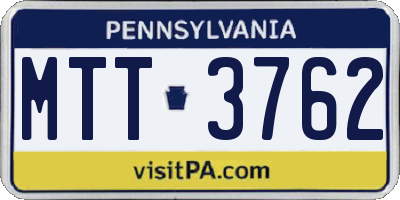 PA license plate MTT3762