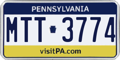 PA license plate MTT3774