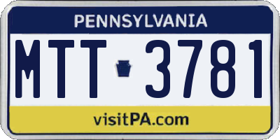 PA license plate MTT3781