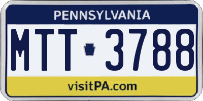 PA license plate MTT3788