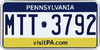 PA license plate MTT3792