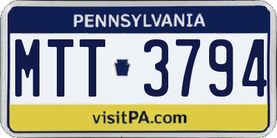 PA license plate MTT3794
