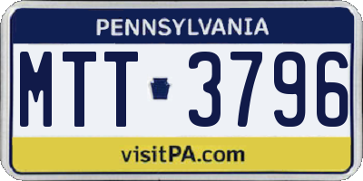PA license plate MTT3796