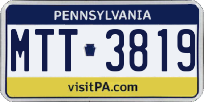 PA license plate MTT3819