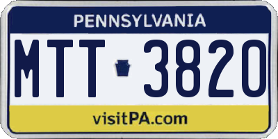 PA license plate MTT3820