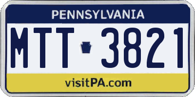 PA license plate MTT3821