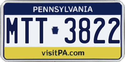PA license plate MTT3822