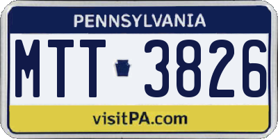 PA license plate MTT3826