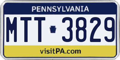 PA license plate MTT3829