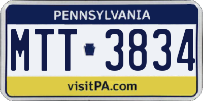 PA license plate MTT3834