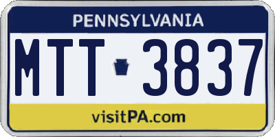 PA license plate MTT3837