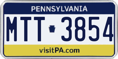 PA license plate MTT3854