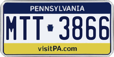 PA license plate MTT3866