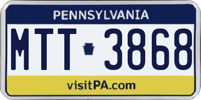 PA license plate MTT3868