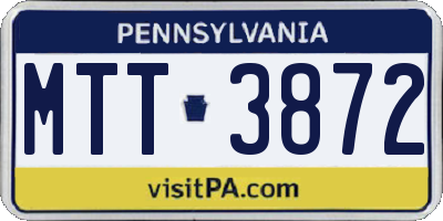 PA license plate MTT3872