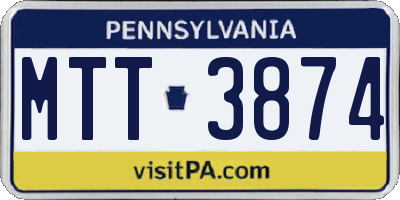 PA license plate MTT3874