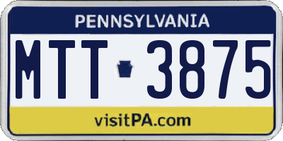 PA license plate MTT3875