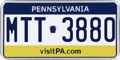 PA license plate MTT3880