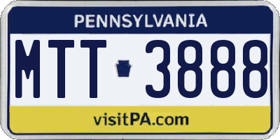 PA license plate MTT3888