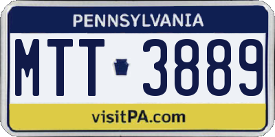 PA license plate MTT3889