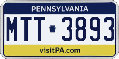 PA license plate MTT3893
