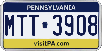 PA license plate MTT3908